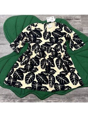 Kate Quinn Bamboo Girls 7/8 Kalo Taro Print Peplum Ruffle Top